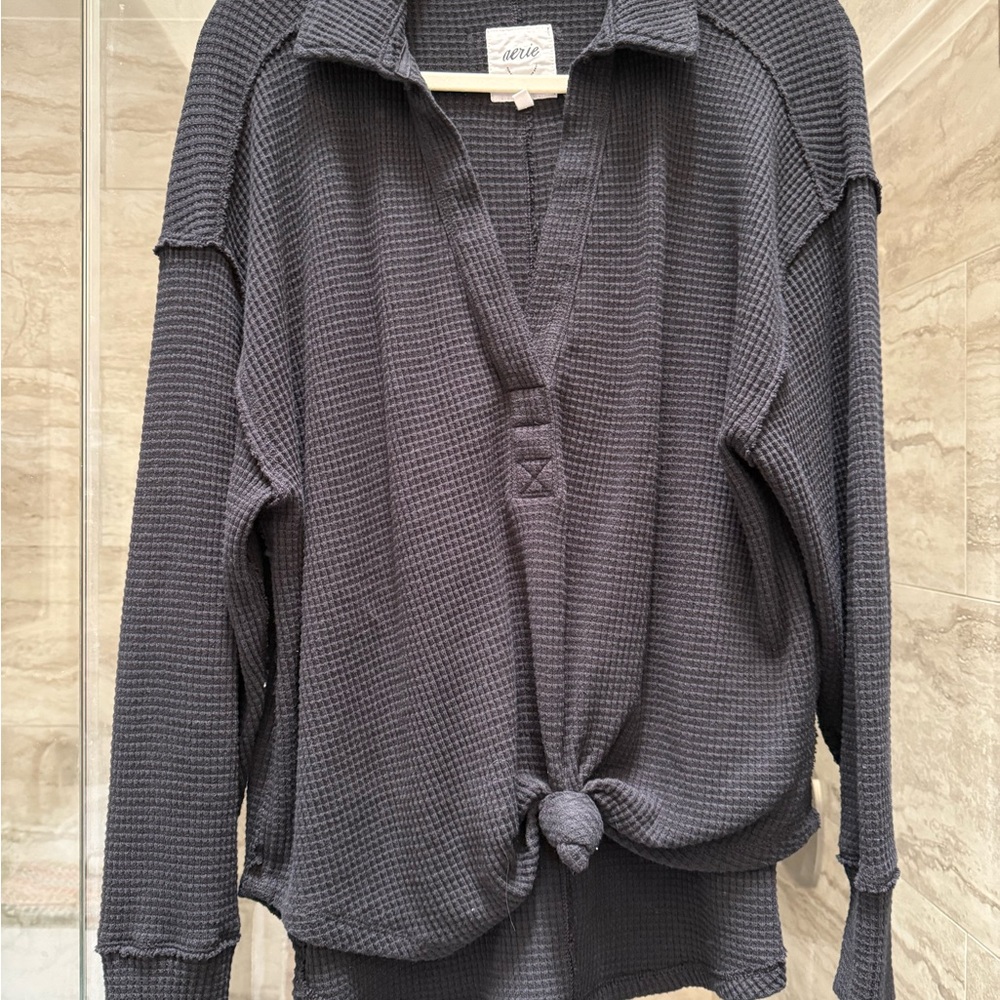 Aerie Black Waffle Knit Women's Top